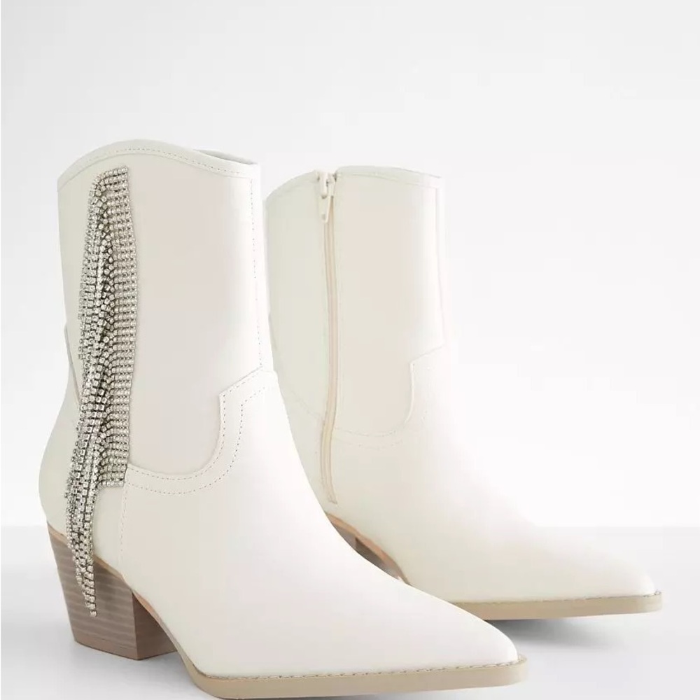 Rhinestone Fringe Western Ankle Boot